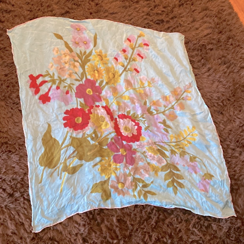 Vintage silk chiffon scarf floral